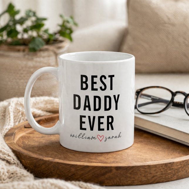Personlig Bästa Pappa Någonsin | Anpassad Fars Dag Kaffemugg (Personalized Best Daddy Ever | Custom Father’s Day Coffee Mug)