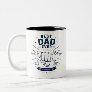 Personlig Bästa Pappa Någonsin Fars dag för 4 barn Två-Tonad Mugg