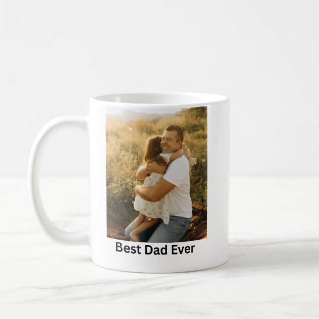 Personlig "Bästa pappa någonsin" fotomugg Kaffemugg (Vänster)