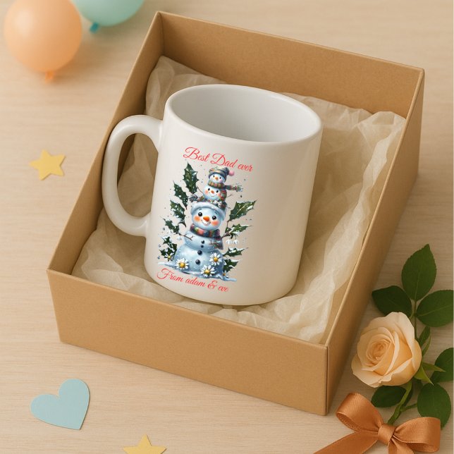 Personlig Bästa Pappa någonsin Snögubbe_Anpassning Kaffemugg (Skapare uppladdad)