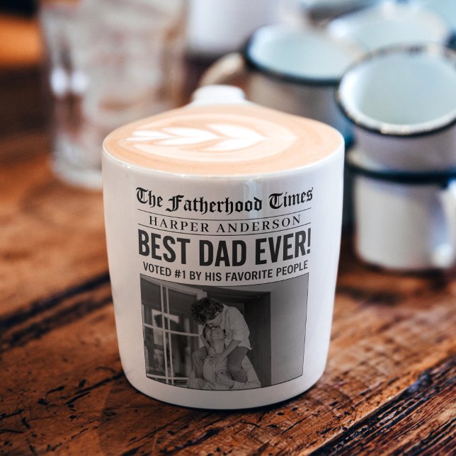 Personlig Bästa Pappa någonsin - tidningar Espressomugg (Skapare uppladdad)