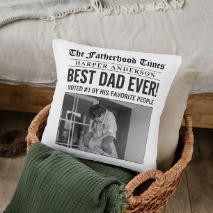 Personlig 'Bästa pappa någonsin' tidningsfoto-kudd Kudde