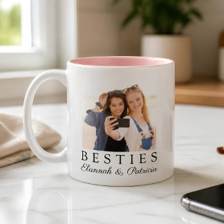 Personlig Bästa Vän BFF Foto Anpassad Rosa Två-Tonad Mugg