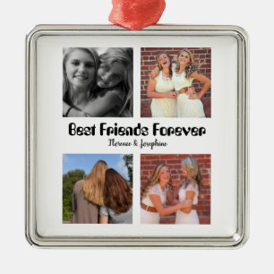 Personlig Bästa vänner för alltid 4 fotosamling Julgransprydnad Metall