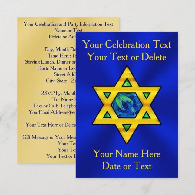 Personlig Bat mitzvah, inbjudan till Pub Mitzvah (Fram/baksida)