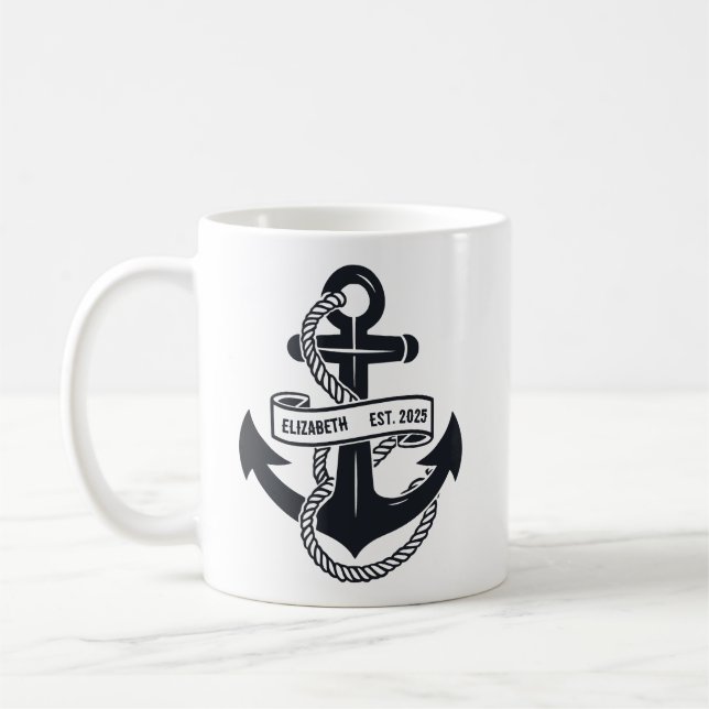 Personlig båtankare med Namn Kaffemugg (Vänster)