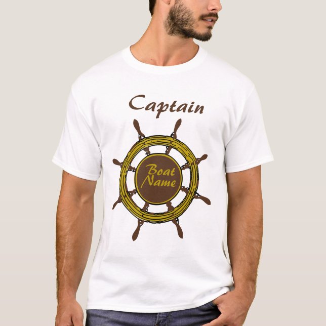 Personlig båtkapten Namn Anchor T-Shirt (Framsida)
