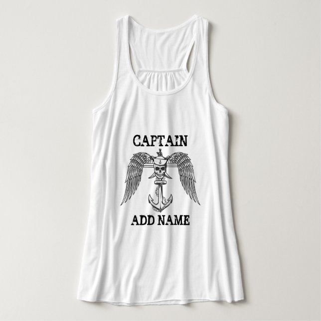 Personlig båtkapten namn ankare linne med racerback  (Design framsida)
