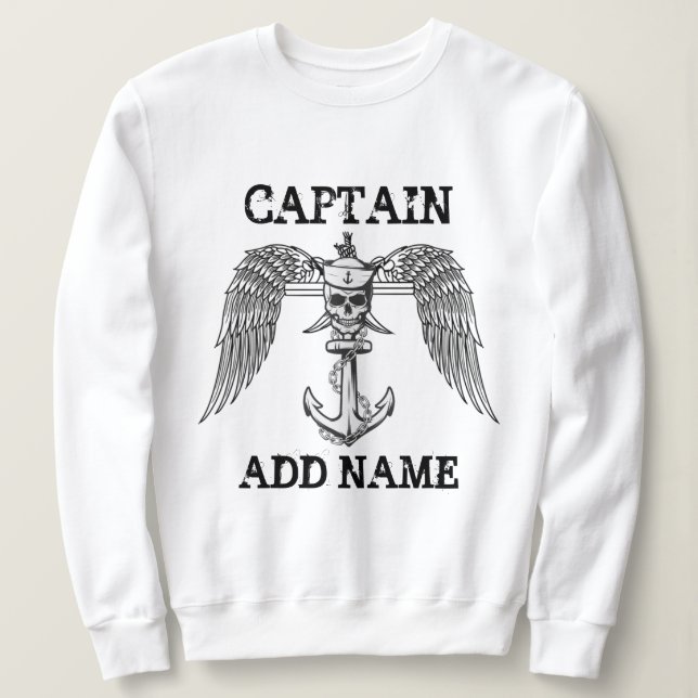 Personlig båtkapten namn ankare t shirt (Design framsida)