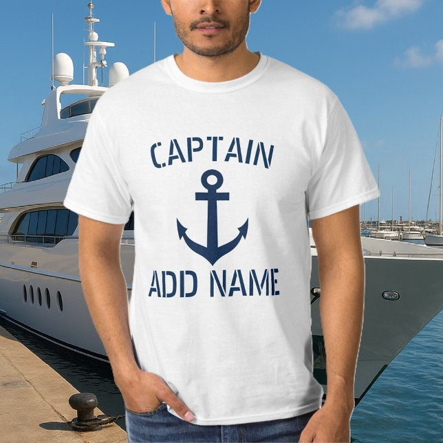Personlig båtkapten namn ankare t shirts (boat captain t shirt)