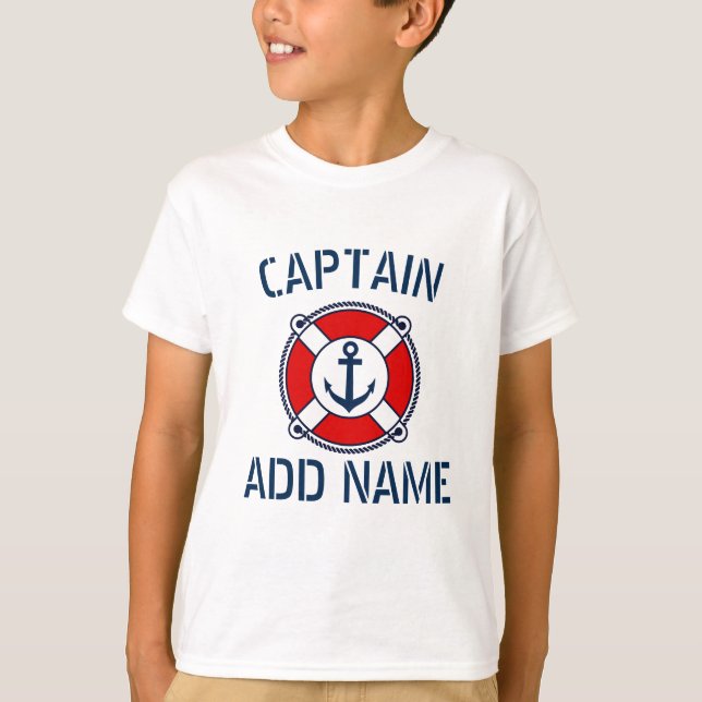 Personlig båtkapten nautical barn shirt tröja (Framsida)