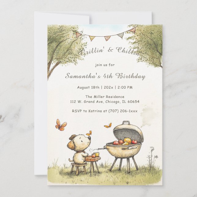 Personlig BBQ-födelsedagsmall för barn Inbjudningar (Framsida)