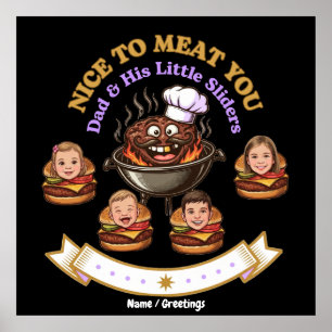 Personlig BBQ Grill Mästare Gåva Trevligt Att Meet Poster