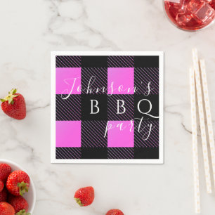 Personlig BBQ Party Shock rosa Black Pappersservett