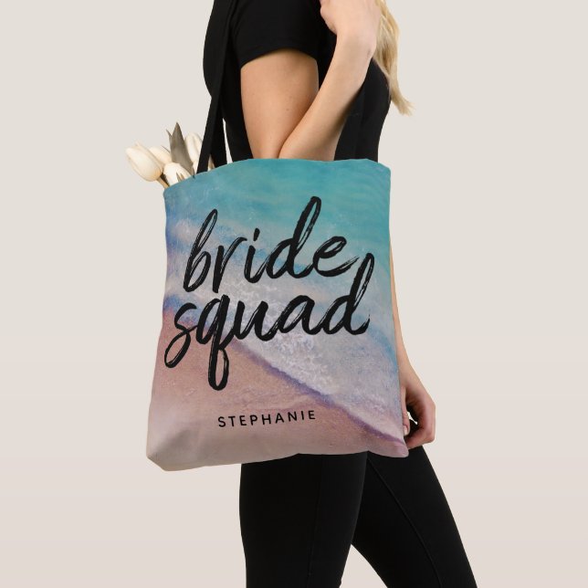 Personlig Beach Bride Squad Tote Bag Tygkasse (Närbild)