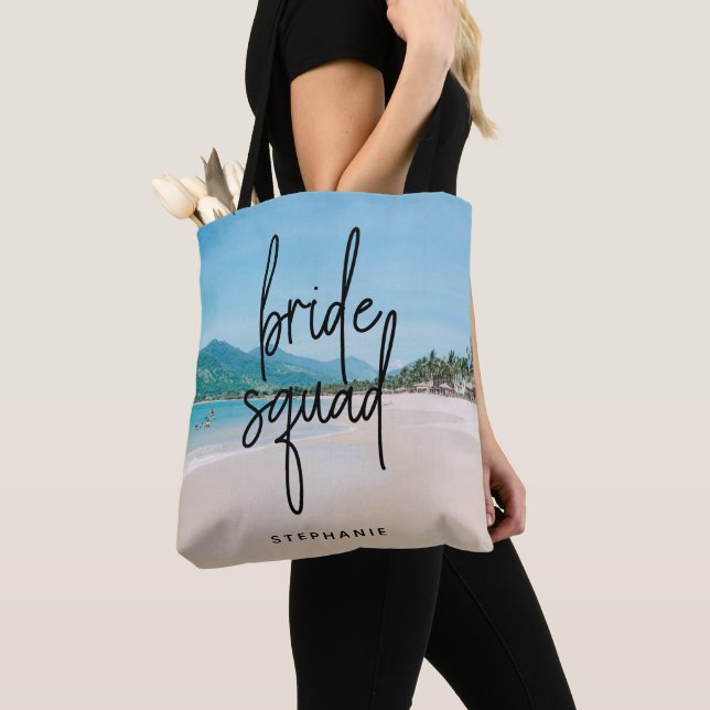 Personlig Beach Bride Squad Tote Bag Tygkasse (Närbild)
