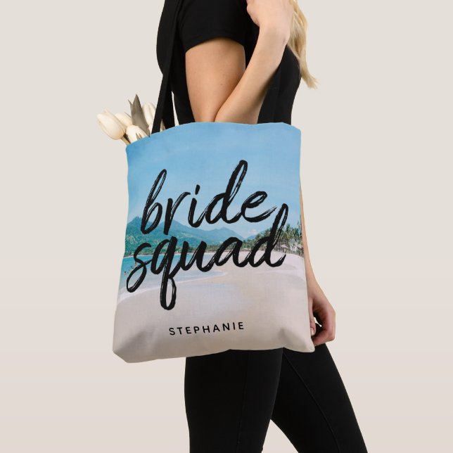 Personlig Beach Bride Squad Tote Bag Tygkasse (Närbild)
