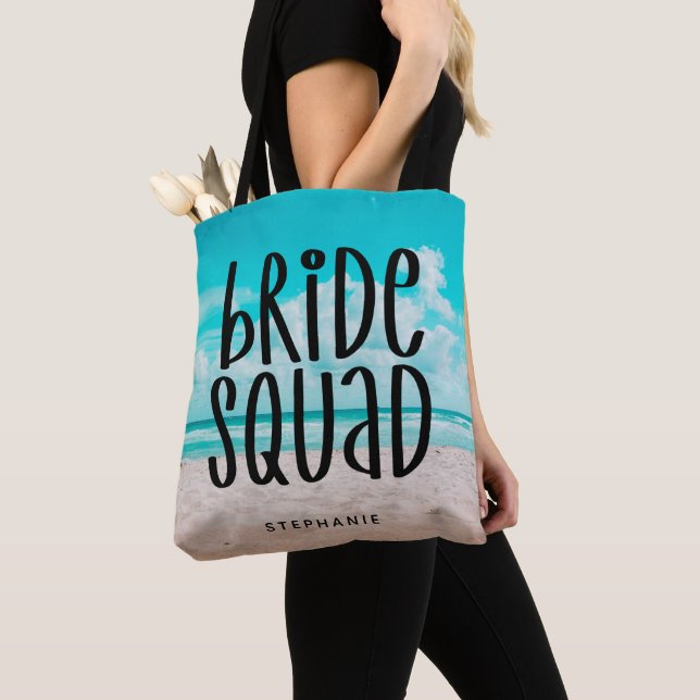 Personlig Beach Bride Squad Tote Bag Tygkasse (Närbild)