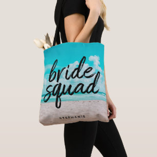 Personlig Beach Bride Squad Tote Bag Tygkasse