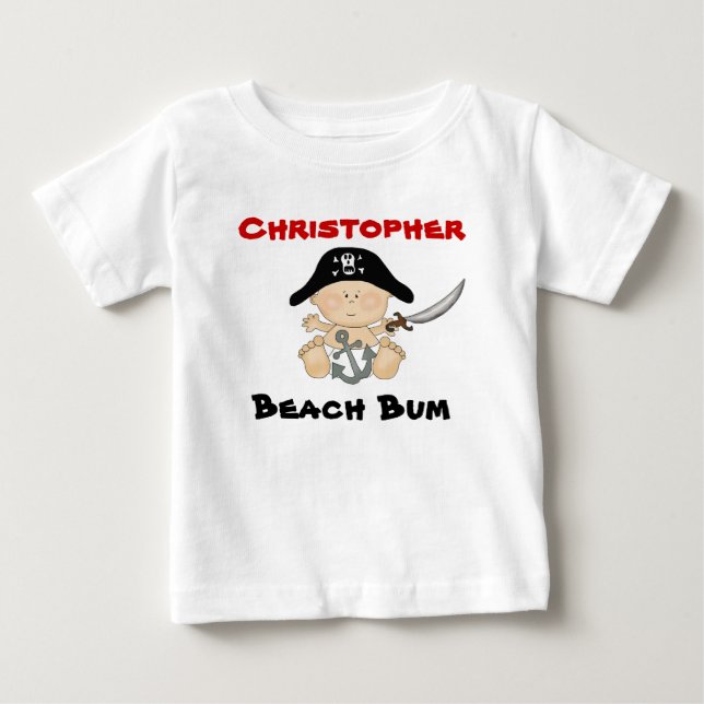 Personlig Beach Bum Baby Pirat Tee ~ Boys Shirt (Framsida)