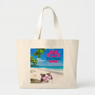 Personlig Beach Cat Jumbo Tote Tygkasse