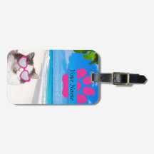Personlig Beach Cat Luggage Tag