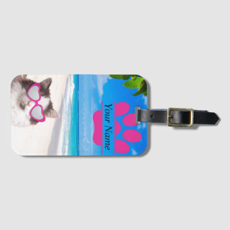 Personlig Beach Cat Luggage Tag Bagagebricka