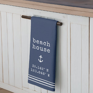Personlig Beach House-koordinater Kökshandduk