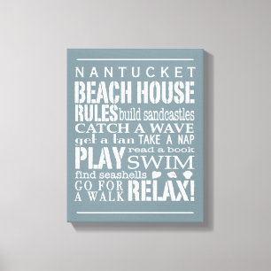Personlig Beach House Regler Grått   Vit Canvastryck