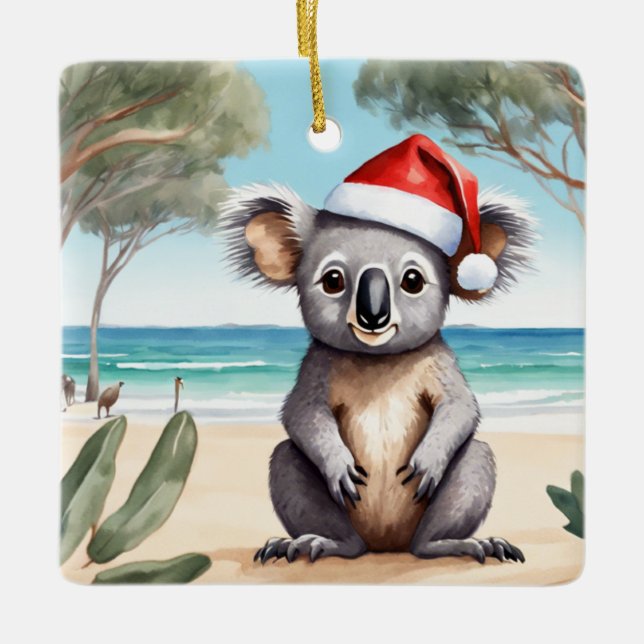 Personlig Beach Koala Bear Australiska jul Julgransprydnad Keramik (Framsida)