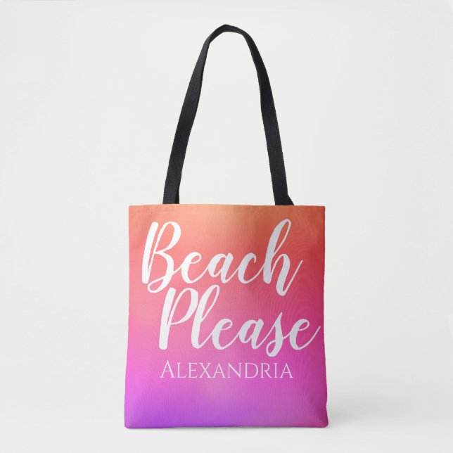 Personlig Beach Orange Rosa Ombre Tygkasse (Framsida)