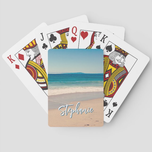 Personlig Beach Photo Ocean Blue Scenia Casinokort (Baksidan)