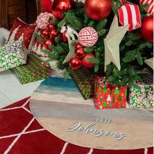 Personlig Beach Photo Ocean Blue Scenia Julgransmatta Borstad Polyester