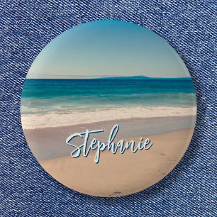 Personlig Beach Photo Ocean Blue Scenia Knapp