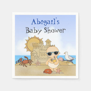 Personlig Beach Pojke Baby Shower Pappersservett