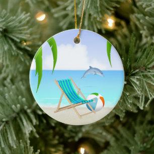Personlig Beach Roligt Dolphin Helgdag jul Julgransprydnad Keramik