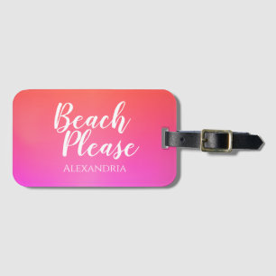 Personlig Beach Rosa Orange Ombre Bagagebricka