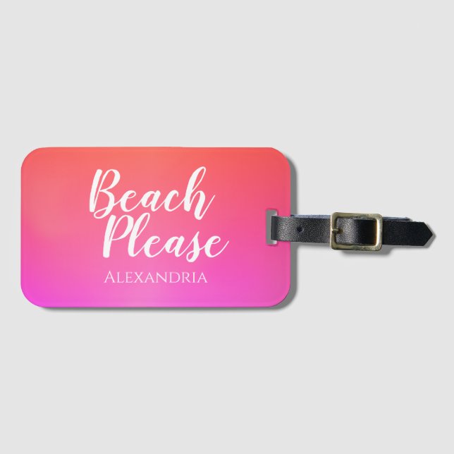 Personlig Beach Rosa Orange Ombre Bagagebricka (Framsida horisontal)