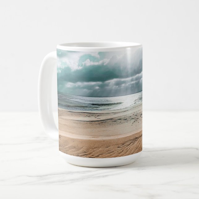Personlig Beach Scene-klocka Kaffemugg (Framsida vänster)