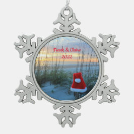 Personlig Beach Snowflake Framed Ornament
