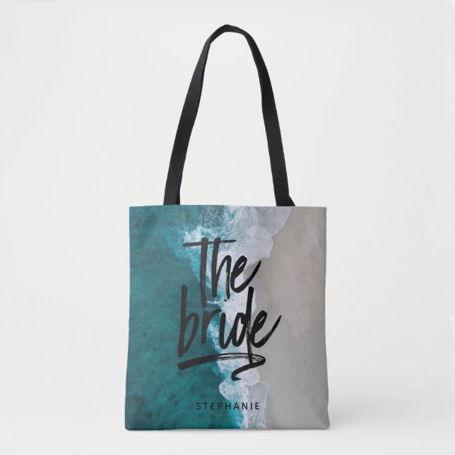 Personlig Beach the Bride Tote Bag Tygkasse (Framsida)