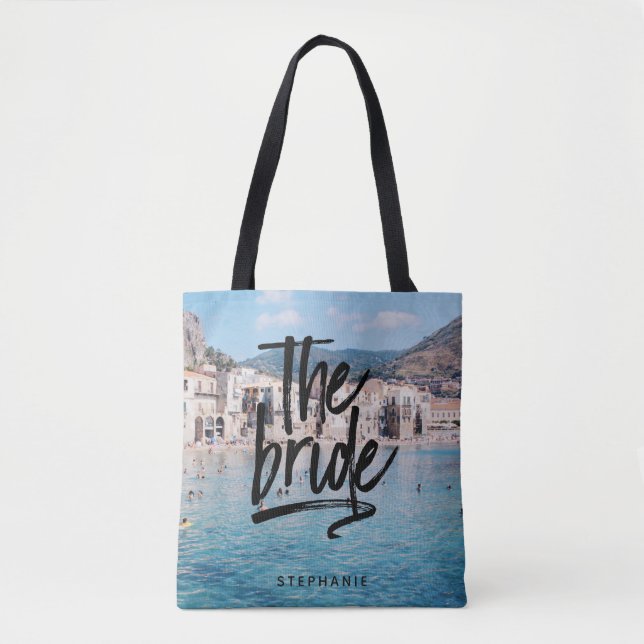Personlig Beach the Bride Tote Bag Tygkasse (Framsida)