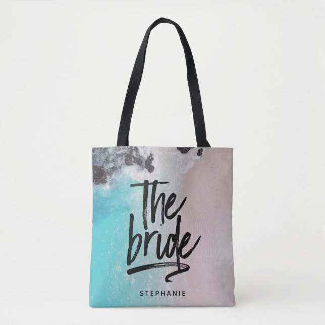 Personlig Beach the Bride Tote Bag Tygkasse (Framsida)