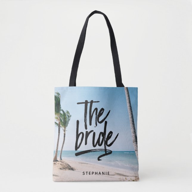 Personlig Beach the Bride Tote Bag Tygkasse (Framsida)