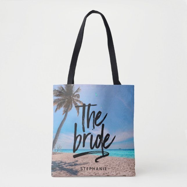 Personlig Beach the Bride Tote Bag Tygkasse (Framsida)