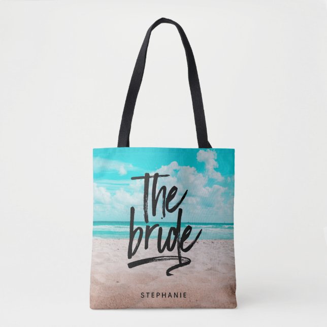 Personlig Beach the Bride Tote Bag Tygkasse (Framsida)