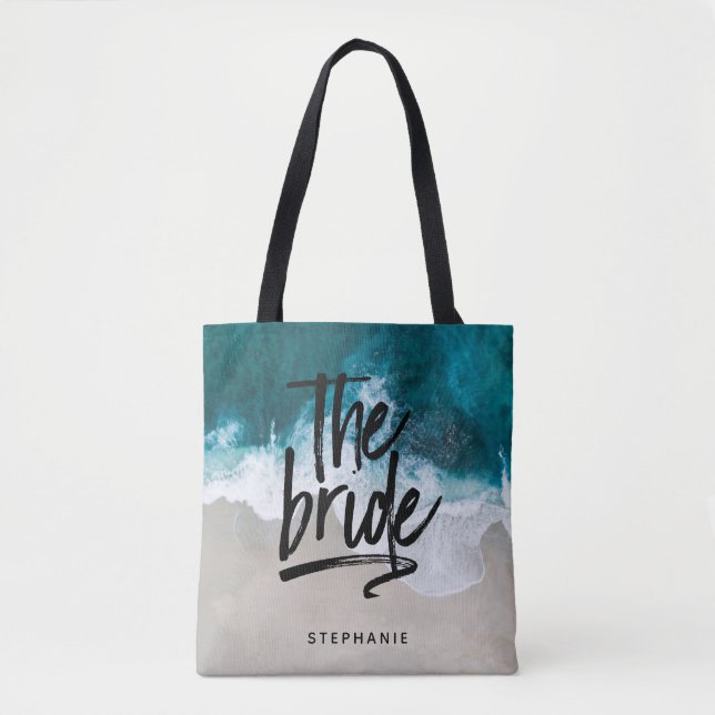 Personlig Beach the Bride Tote Bag Tygkasse (Framsida)