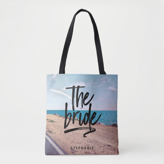 Personlig Beach the Bride Tote Bag Tygkasse (Framsida)