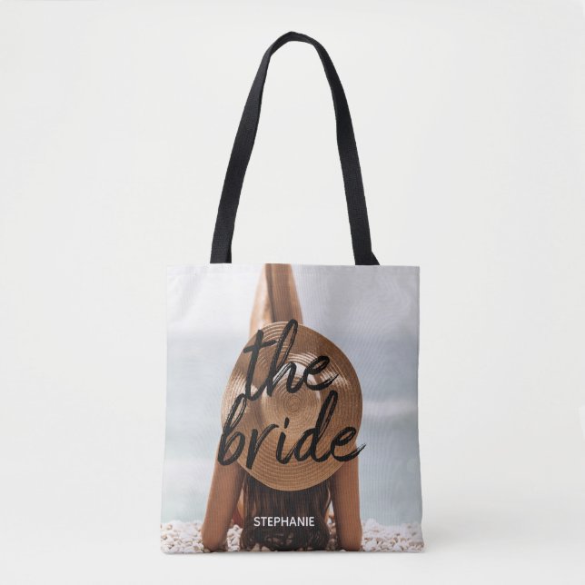 Personlig Beach the Bride Tote Bag Tygkasse (Framsida)
