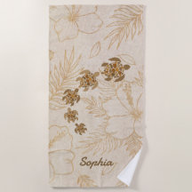 Personlig Beach Towel Namn Sea Turtle Hawaii